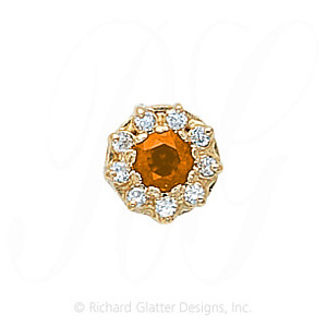 GS040 CIT/D - 14 Karat Gold Slide with Citrine center and Diamond accents 